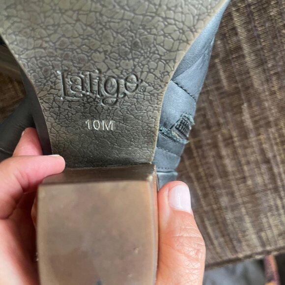 LATIGO Leather Navy Blue, Wooden Heel, Ankle Boots Size 10 - Picture 7 of 7